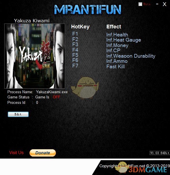 《如龙：极》v1.00七项修改器[MrAntiFun]