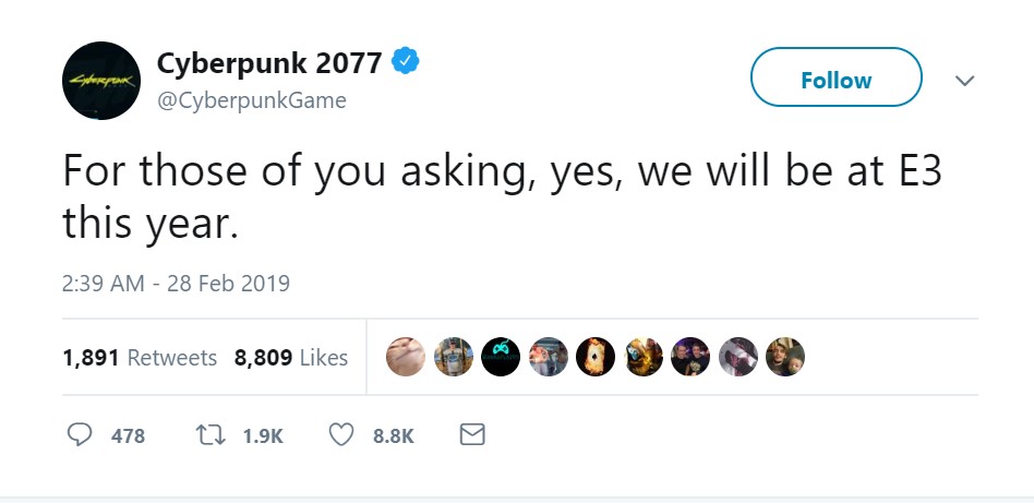官宣！《赛博朋克2077》确认参加E3 2019