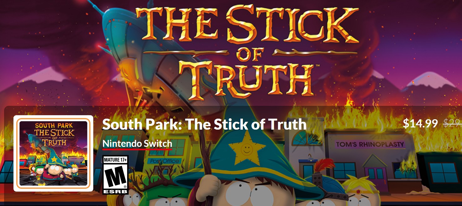 18禁游戏《南方公园：真理之杖》Switch版打折了 