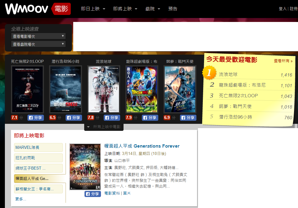 热映不止 《流浪地球》中国香港观影人数再拿第一