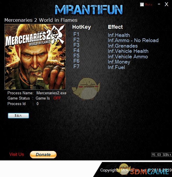 《雇佣兵2：战火世界》v2019.03.12八项修改器[MrAntiFun]