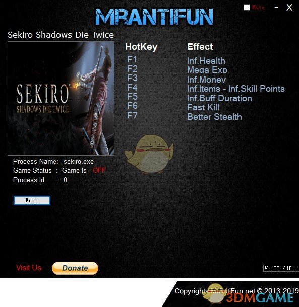 《只狼：影逝二度》v1.0八项修改器[MrAntiFun]