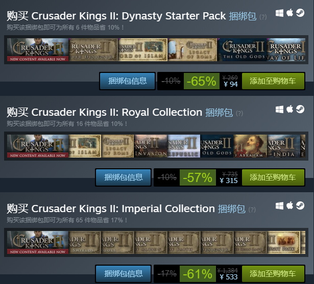 Steam疯狂周三 《十字军之王2》本体仅售28元