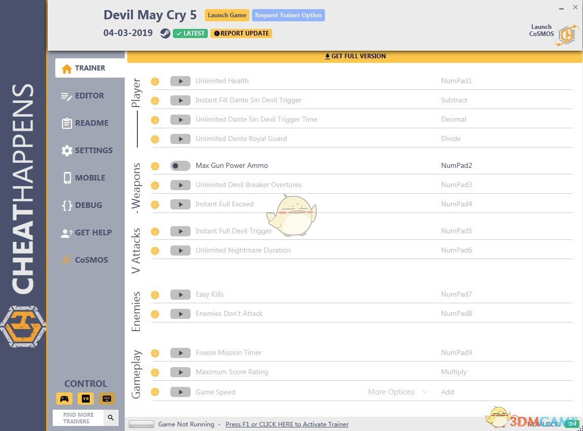 《鬼泣5》v2019.04.03十八项修改器[Cheat Happens]
