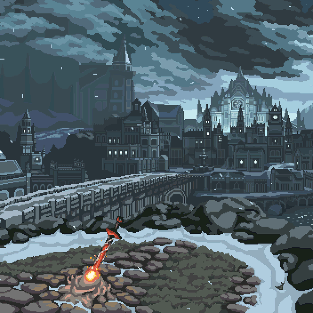 《Wallpaper Engine》像素风黑魂3冷冽谷动态壁纸