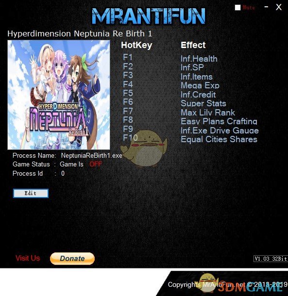 《超次元游戏海王星：重生1》v2019.05.02十项修改器[MrAntiFun]