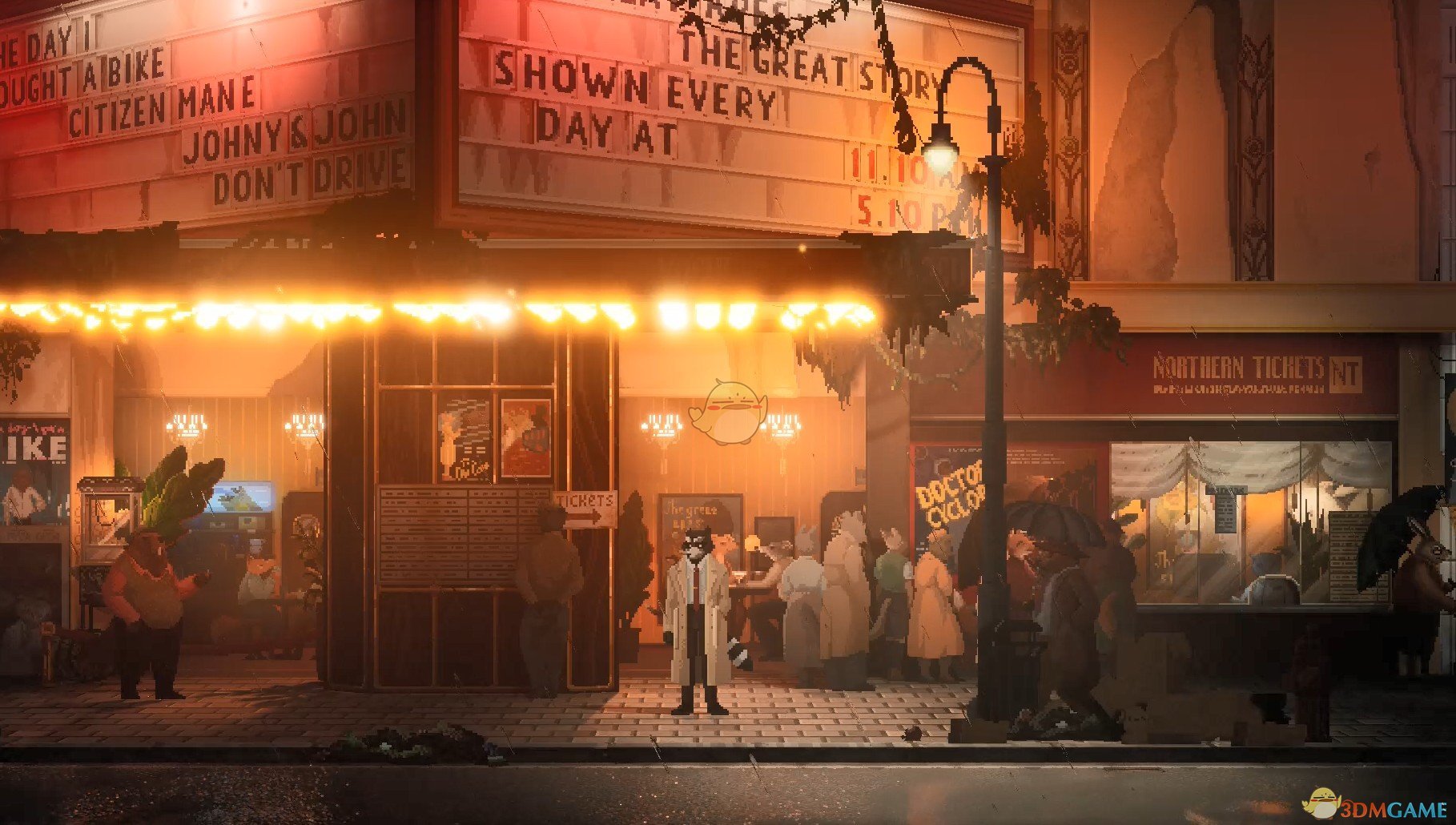 《Wallpaper Engine》Backbone - 电影院前的雨夜像素风壁纸