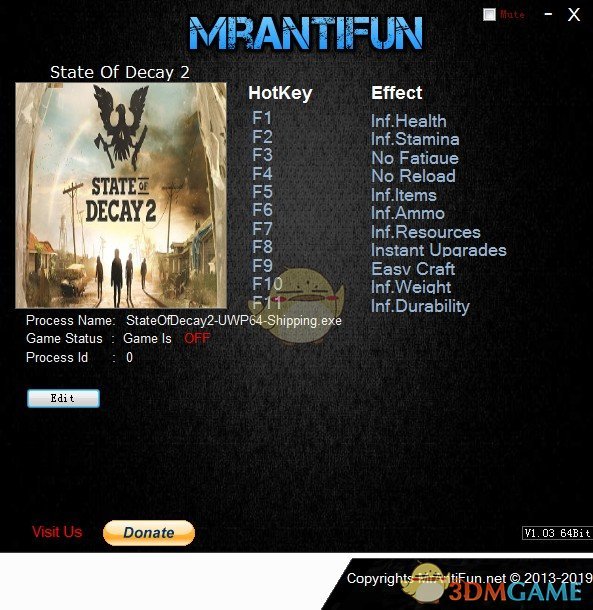 《腐烂国度2》v1.3478.51.2十一项修改器[MrAntiFun]