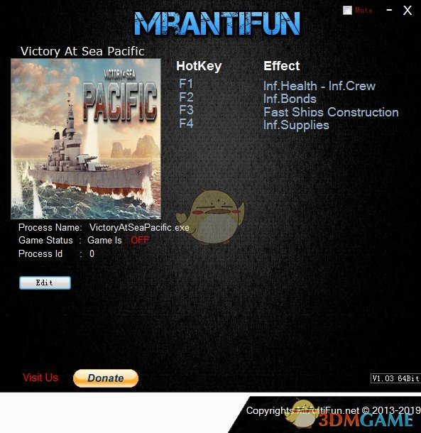 《太平洋雄风》v1.4.0四项修改器[MrAntiFun]