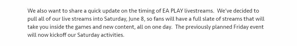 EA压缩EA PLAY的发布流程 一切官方信息扎堆6.8一天