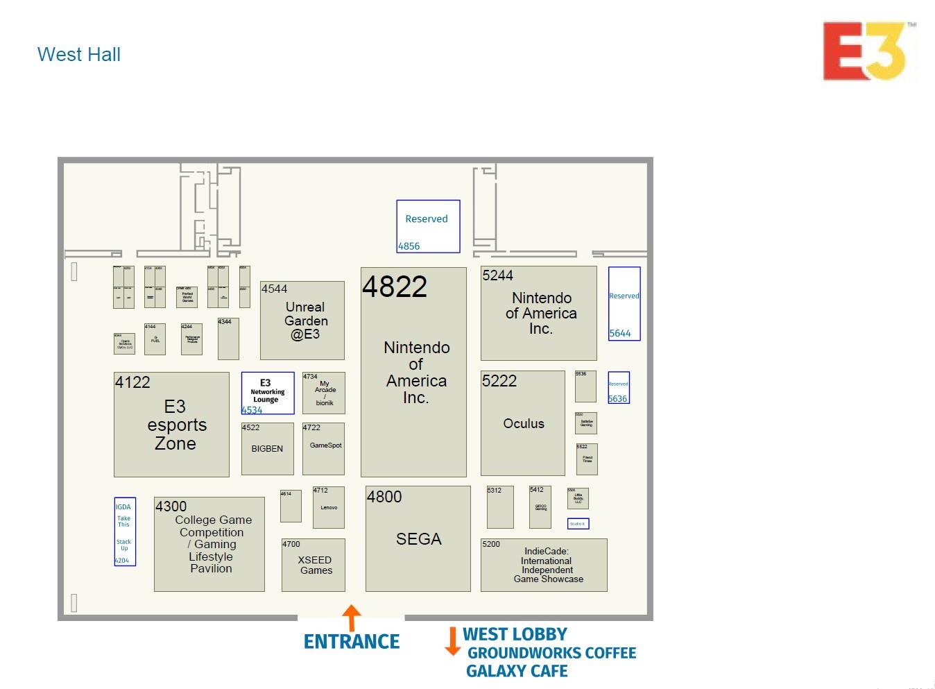 E3 2019各厂商分布图公开 Epic展台比之前更大了