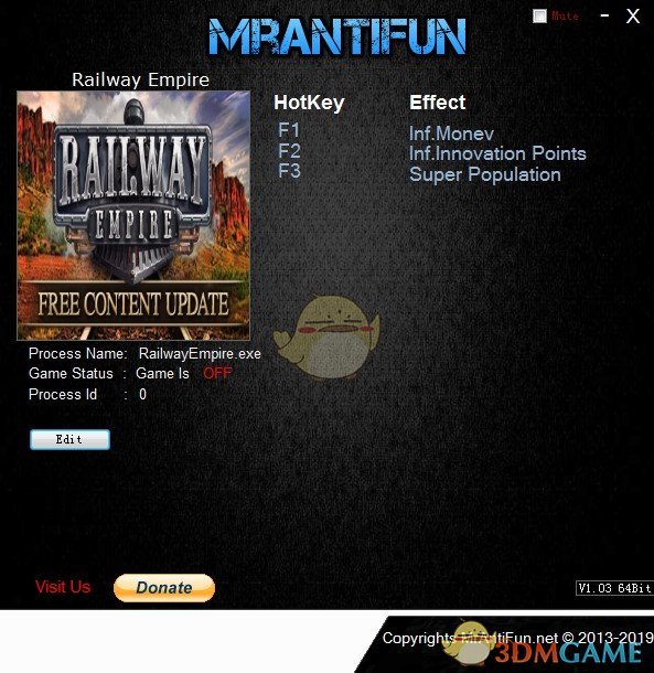 《铁路帝国》v1.9.0三项修改器[MrAntiFun]