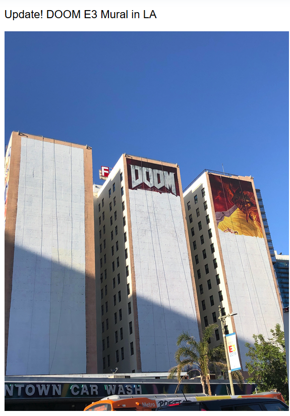 洛杉矶E3著名旅馆出现《毁灭战士：永恒》展示板