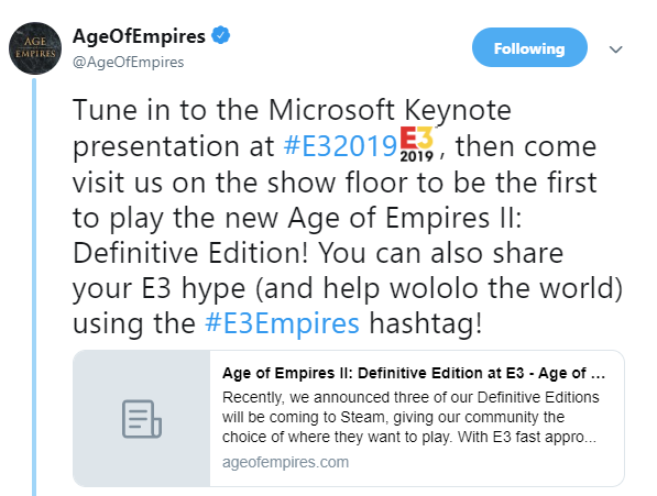 《帝国时代2：终极版》确认参展E3 游戏首张概念图放出