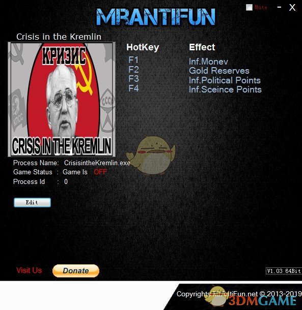 《克里姆林宫危机》v2019.06.21四项修改器[MrAntiFun]