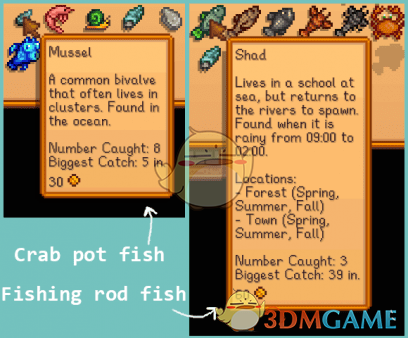 《星露谷物语》更丰富的鱼类介绍MOD
