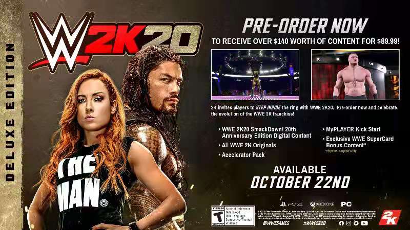体验新特色 与封面巨星一起踏进《WWE 2K20》擂台