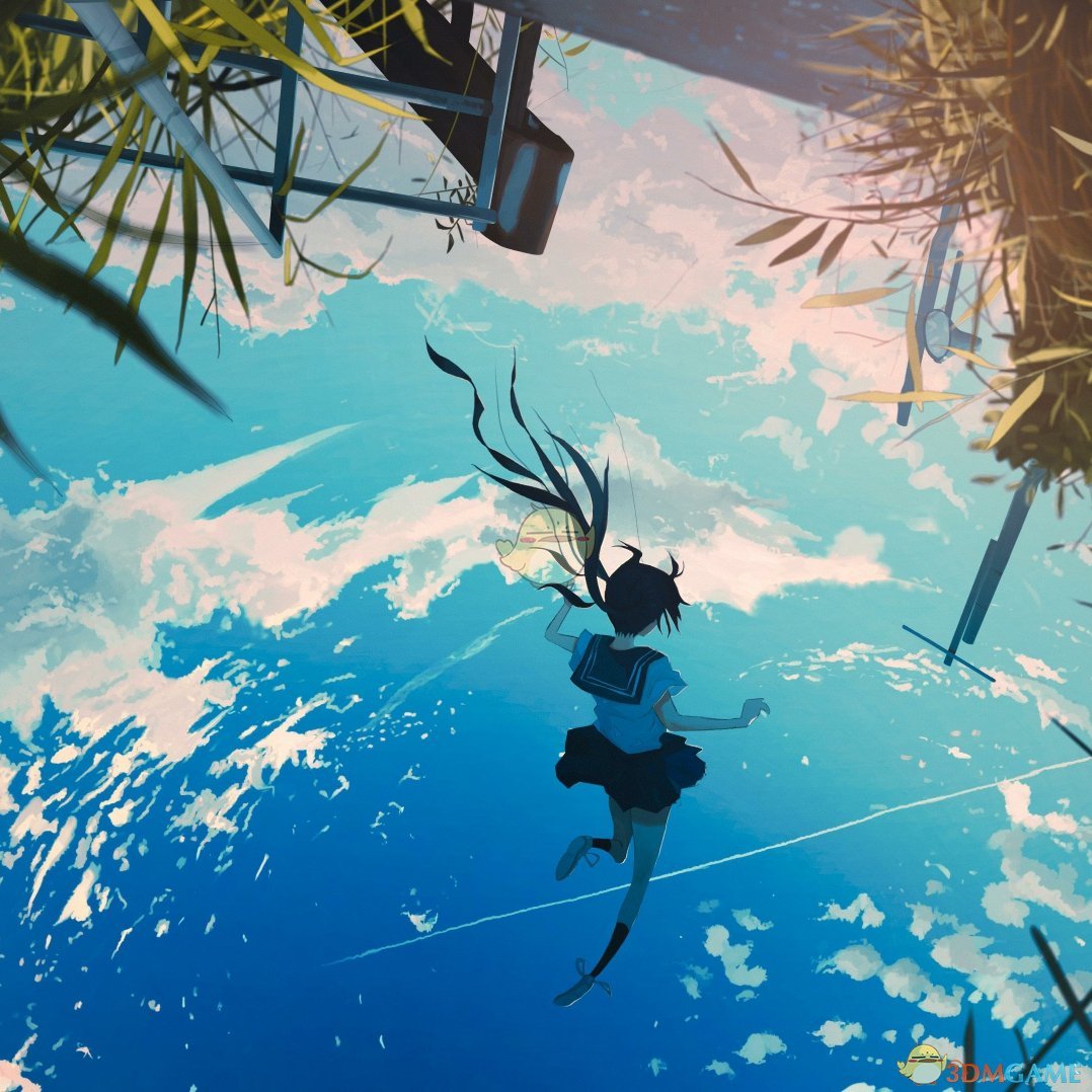 《Wallpaper Engine》鱼眼视觉天空坠落的少女壁纸