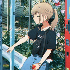 《Wallpaper Engine》背靠列车保护栏的美丽少女动态壁纸