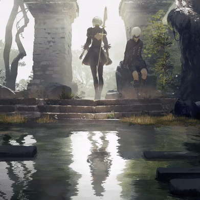 《Wallpaper Engine》尼尔2B与9S在初始的废墟动态壁纸