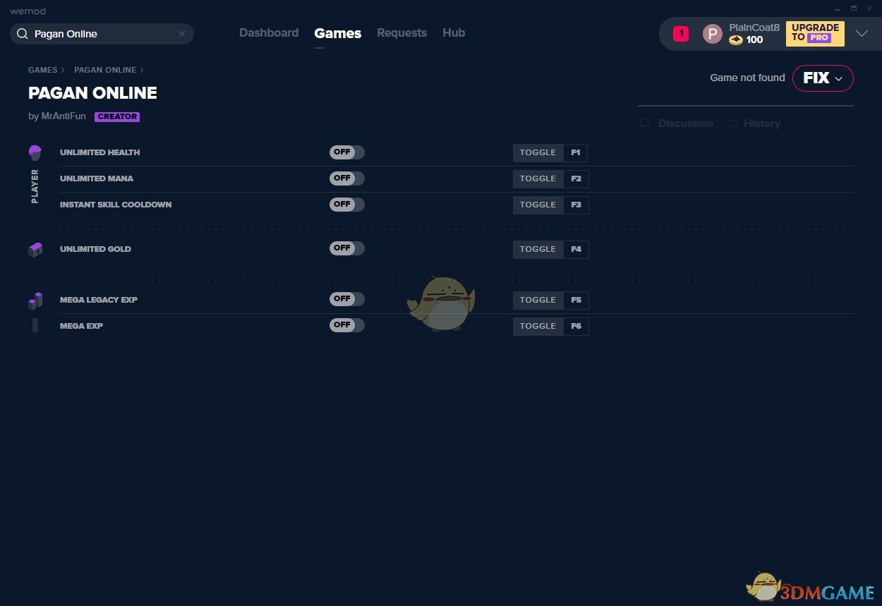 《Pagan Online》v2019.09.01六项修改器[MrAntiFun]