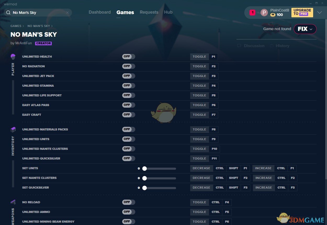 《无人深空》v2019.09.02二十一项修改器[MrAntiFun]