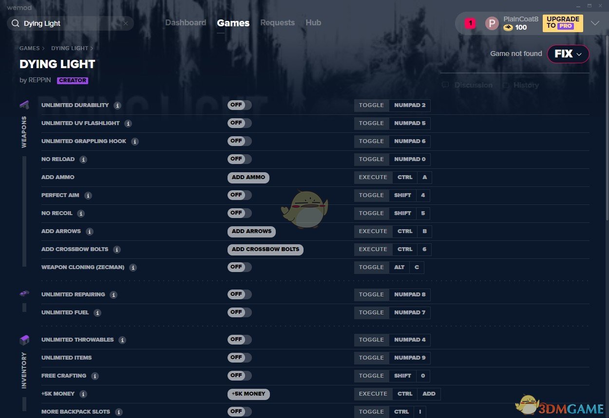 《消逝的光芒》v2019.09.05三十五项修改器[MrAntiFun]