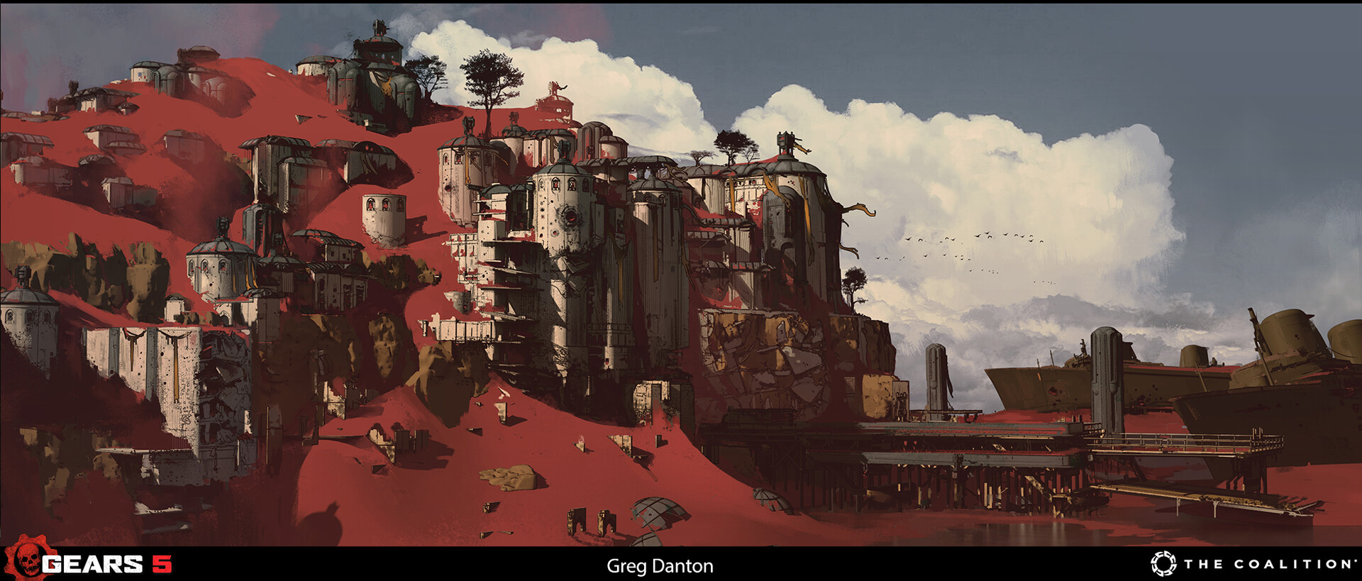 《战争机器5》概念插画：异域场景战甲角色的视觉盛宴