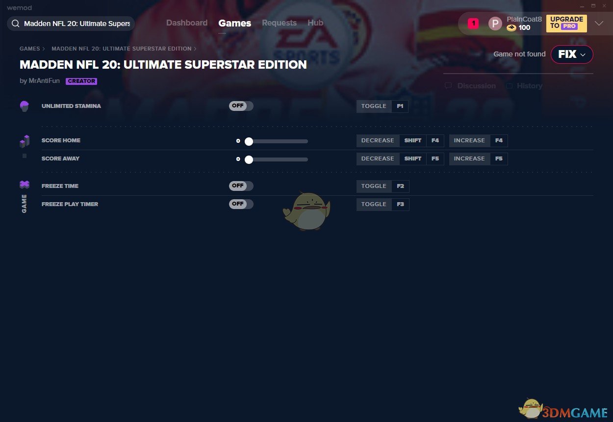 《麦登橄榄球20：超级巨星版》v2019.09.19五项修改器[MrAntiFun]