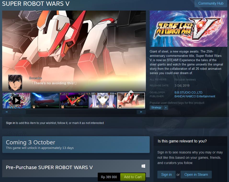 《超级机器人大战V》上架Steam开启预购 除东南亚外全锁区