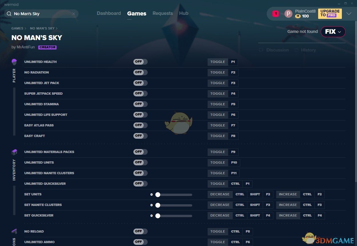 《无人深空》v2019.09.24二十四项修改器[MrAntiFun]
