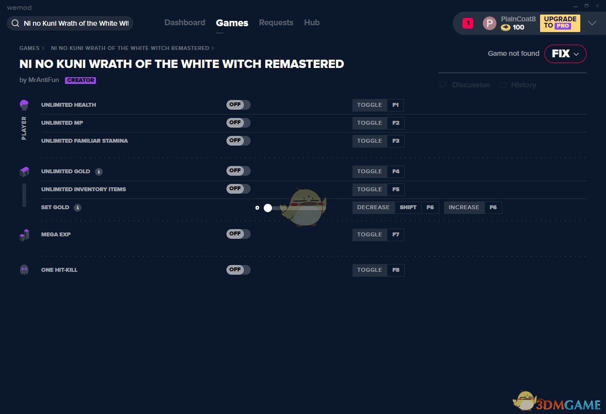 《二之国：白色圣灰的女王 重制版》v1.0.1.0八项修改器[MrAntiFun]