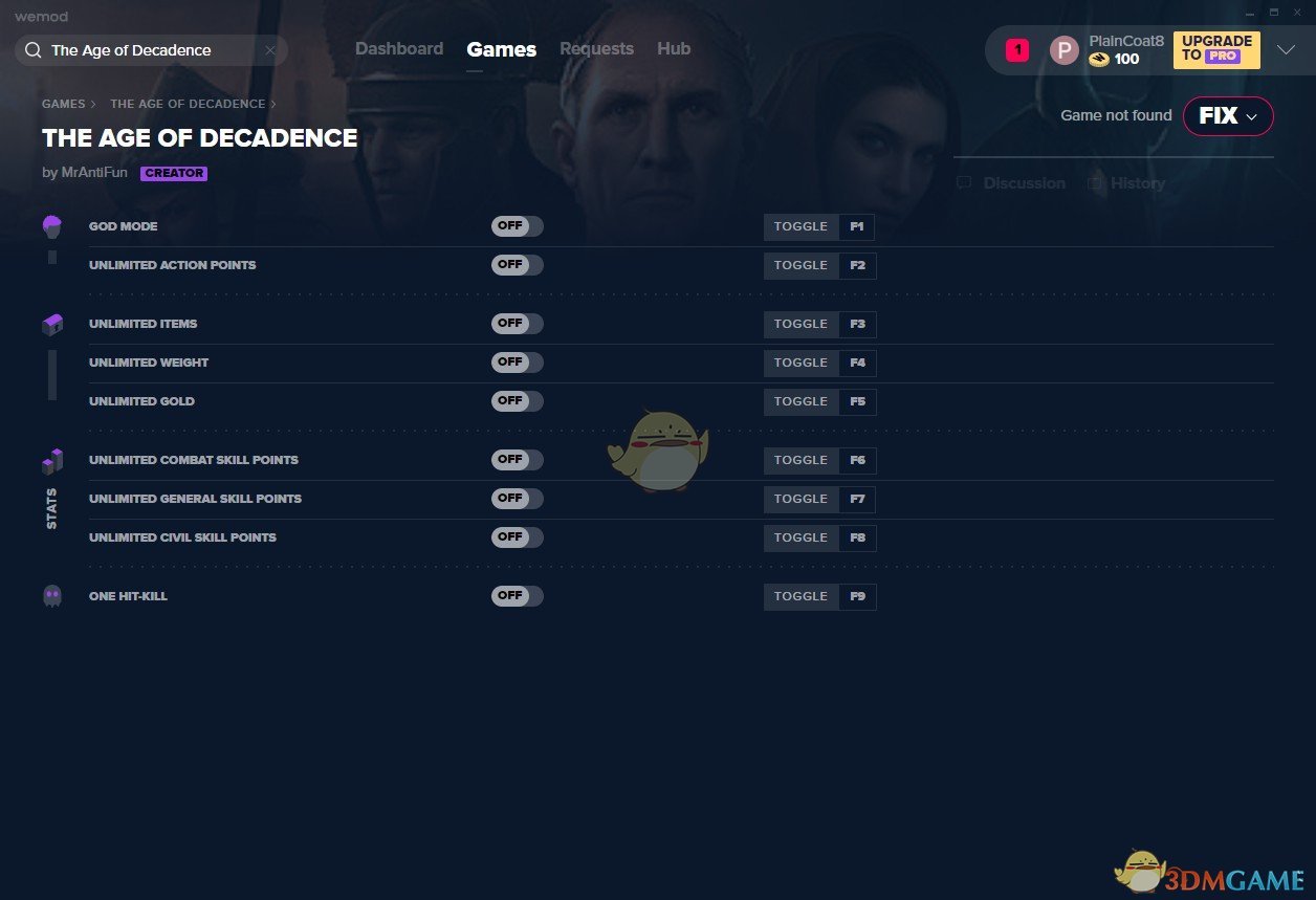 《颓废年代》v2019.10.08九项修改器[MrAntiFun]