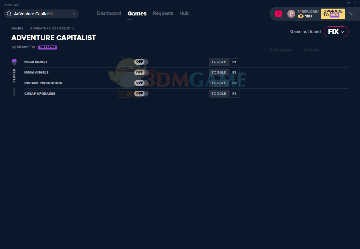 《冒险资本家》v2019.10.19四项修改器[MrAntiFun]