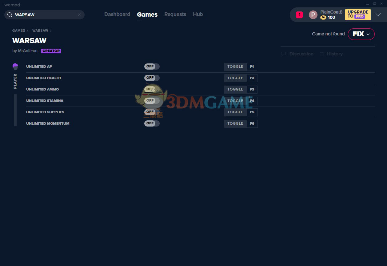 《华沙》v2019.10.24六项修改器[MrAntiFun]