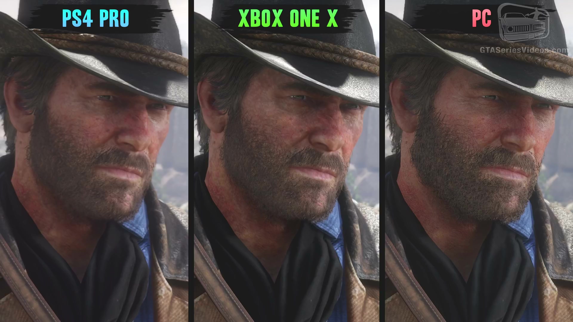 《荒野大镖客2》画面对比：PC vs X1X vs PS4 Pro