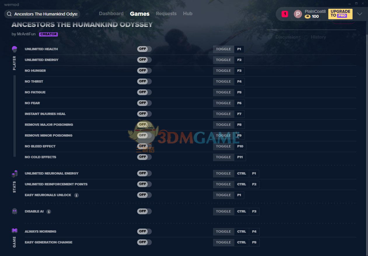 《先祖：人类奥德赛》v1.4十七项修改器[MrAntiFun][Epic]