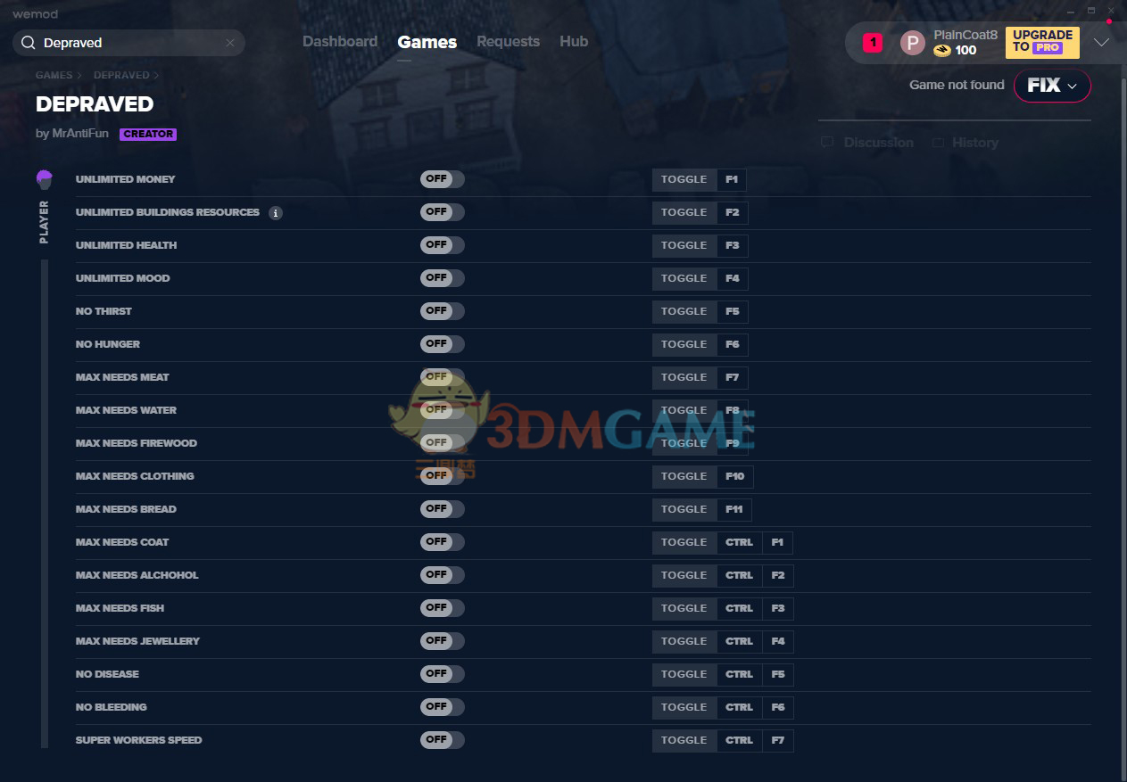 《Depraved》v1.2.57十八项修改器[MrAntiFun]
