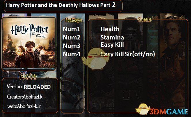 《哈利波特与死亡圣器：第二部分》v1.0四项修改器[Abolfazl]
