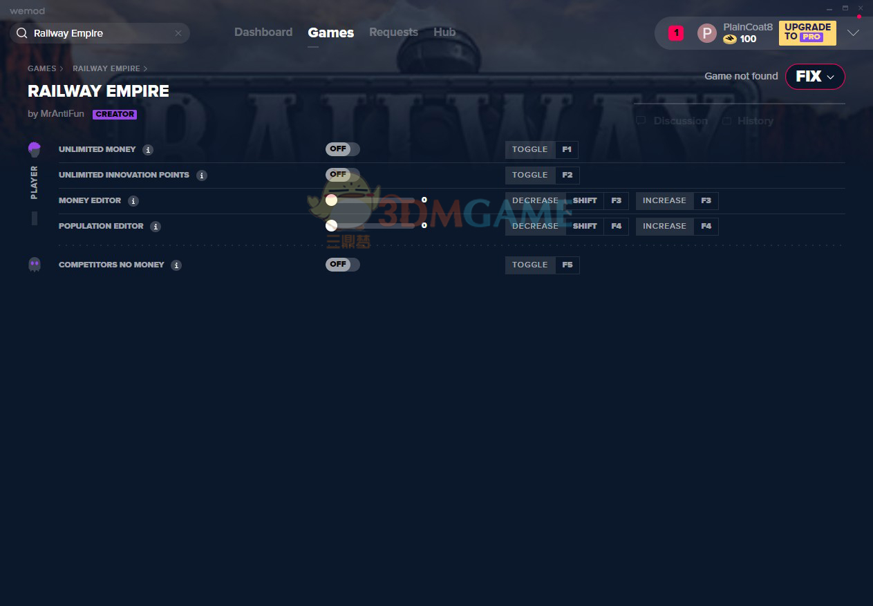 《铁路帝国》v2019.12.13五项修改器[MrAntiFun]
