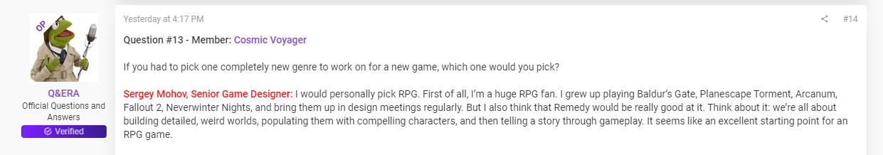 Remedy高层很想做RPG游戏！引擎升级支持非线性开发