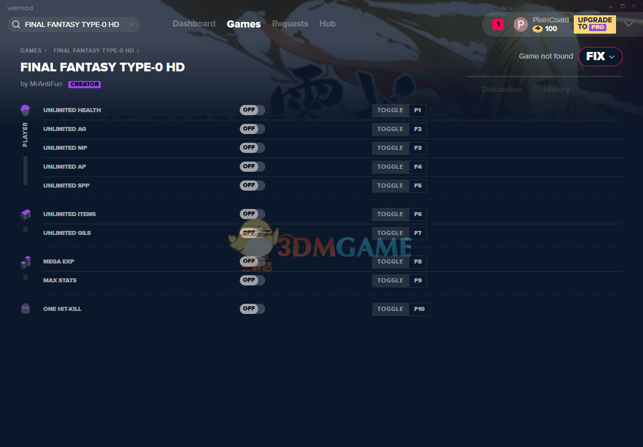 《最终幻想零式HD》v2020.01.08十项修改器[MrAntiFun]