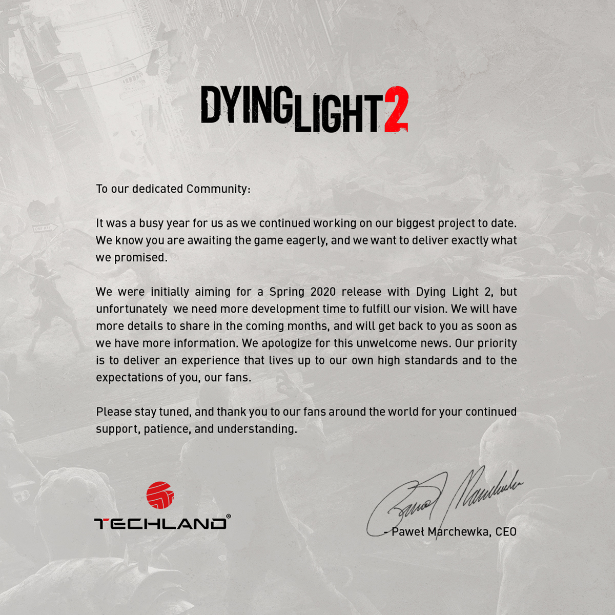 2020年游戏大作延期病蔓延 《消逝的光芒2》延期