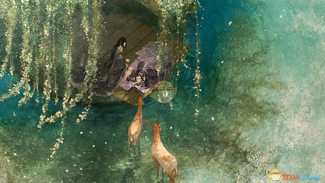 《Wallpaper Engine》古风 - 湖边小船上的人和鹿动态壁纸