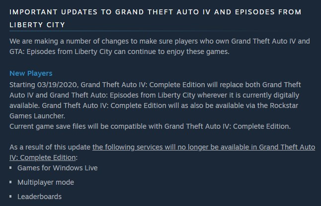 《GTA 4》3月19日重回Steam 不支持多人游戏模式