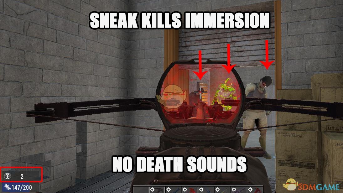 《七日杀》潜行击杀僵尸不会发出叫声MOD