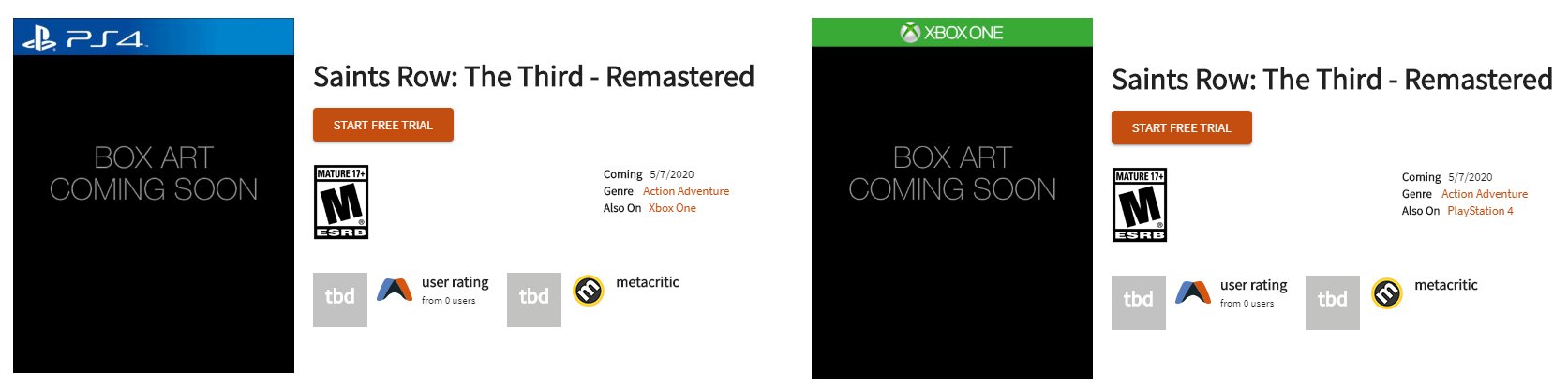 零售商泄露：《黑道圣徒3》重制版今年5月7日登陆PS4/Xbox One