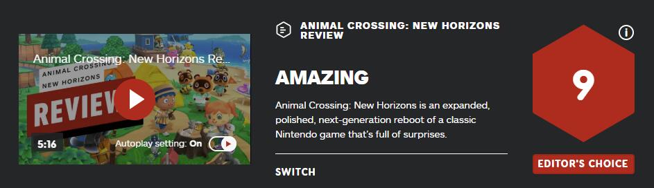 《动物森友会》评分出炉 IGN9分M站均分达92分