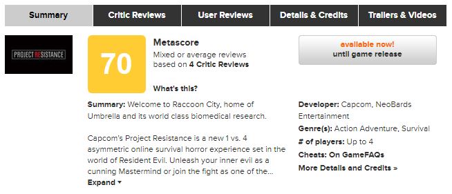 《生化危机:抵抗计划》IGN 6分：幸存者游戏体验不佳