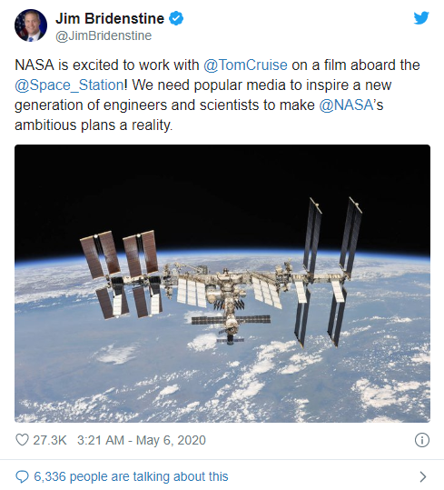 NASA证实将与阿汤哥合作外太空拍摄 挑战技术极限